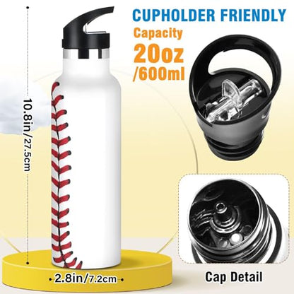 Kids Sport Water Bottle A Laces Of A Baseball 20 oz Stainless Steel Cup Insulated Water Flask Travel Mug for Gym Travel School - color: Baseball