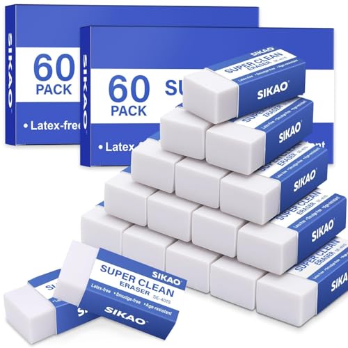 White Erasers, 120 Pack Block Pencil Erasers | Soft Non-Smudge Art Erasers Bulk for Pencils, Artists & School | Gentle on Paper, Clean Removal for Notes & Sketching - style: 120 Pack