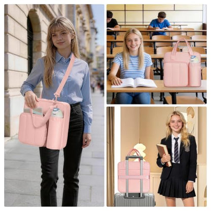 Upgraded Zipper Binder | 3-Inch & 2-Inch O-Rings, 600 Sheet Capacity Trapper Keeper with 13 Inch Laptop Sleeve & Water Bottle Holder, Binder Bag with Multi-Pockets & Shoulder Strap (Pink) - color: Pink
