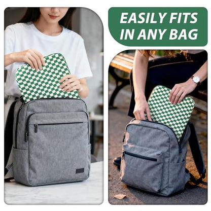 Puffy Laptop Sleeve 13-14 inch, Cute Knitted Protective Carrying Case for Women & Men, Compatible with MacBook Pro 14-Inch M4, 13 Inch iPad Pro, Tablets Notebook (Checkered Green) - color: Checkered Green, size: 13-14 inch