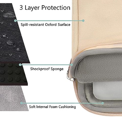 Voova Laptop Sleeve Carrying Case 13 13.6 Inch Compatible with MacBook Air 13 M1/M2/M3/M4, MacBook Pro 13/14, IPad Pro 13, Waterproof Slim Computer Cover Bag, Apricot - color: Apricot, size: 12.6-13.6 Inch