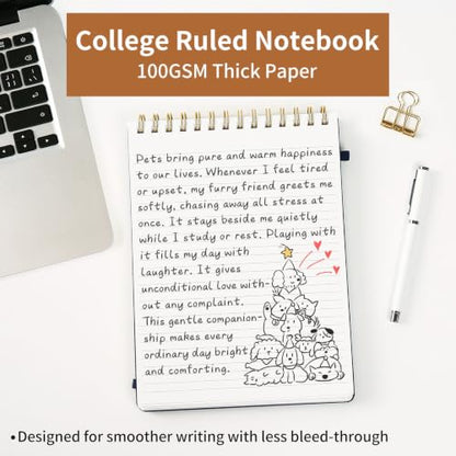 B5 Top Spiral Notebook, Fabric Hardcover Steno Pads | College Ruled Journal, Elastic Band & Pen Holder, 100GSM Paper, 192 Lined Pages for School, Travel, Daily Writing (Pink) - color: Pink, size: B5-Steno Pads-192pages