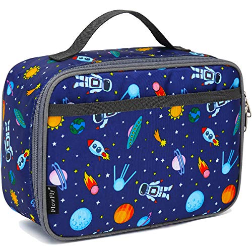 FlowFly Kids Lunch box Insulated Soft Bag Mini Cooler Back to School Thermal Meal Tote Kit for Girls, Boys, Astronaut - color: Multicolor