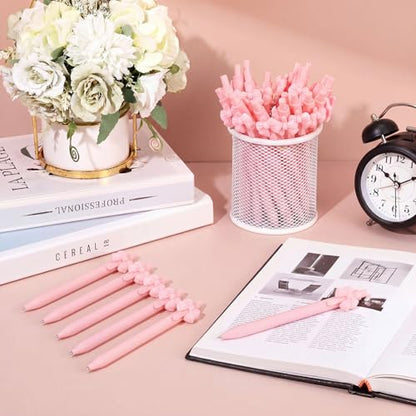 Fulmoon 50 Pcs Pink Bow Pens Coquette Ballpoint Pen Bulk Cute Writing Pens Black Ink Retractable for Birthday Baby Shower Bridal Shower Wedding Tea Party Office School Supplies (Light Pink, Bow) - color: Light Pink, size: 1 Count (Pack of 50)