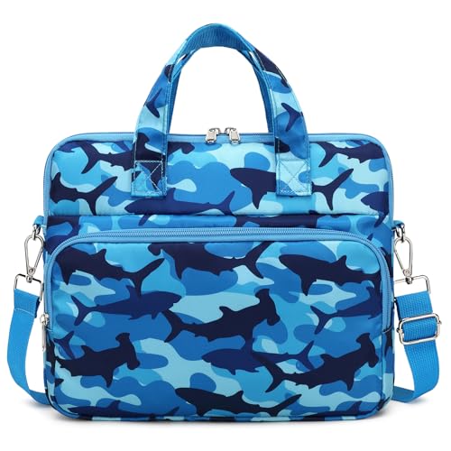 Octsky Tablet Sleeve Bag Kids Tablet/Ipad Carrying Bag 12.5 inch with shoulder strap, soft Lining - color: Shark Blue