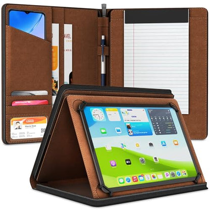 KHOMO Universal Padfolio Case – Tablet Portfolio Organizer with Notepad Holder – Compatible with iPad 10th/11th Gen, iPad Pro 11, iPad 7/8/9 (10.2", 10.9", 9.7") - color: Brown