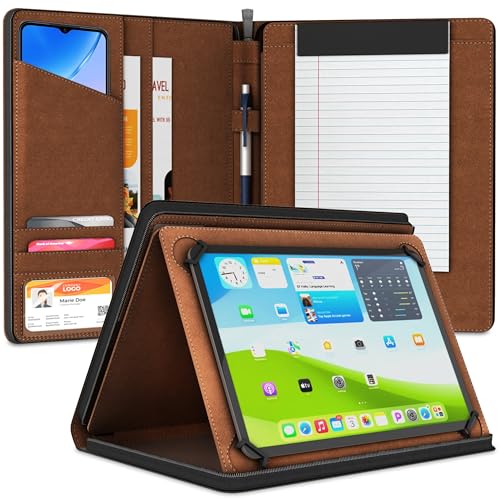 KHOMO Universal Padfolio Case – Tablet Portfolio Organizer with Notepad Holder – Compatible with iPad 10th/11th Gen, iPad Pro 11, iPad 7/8/9 (10.2", 10.9", 9.7") - color: Black