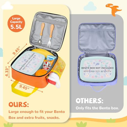 REDSHELL Lunch Box Kids, Large Insulated Lunch Bag for Boys Girls, Orange | Tactical Style, Cooler Lunchbag, Square Toddler Lunchbox, School & Daycare, Lunch Tote, Water Bottle Holder, Adjustable Strap - color: Orange