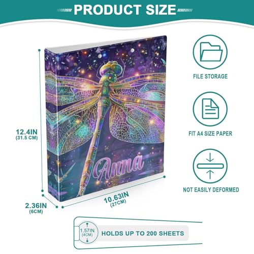 Custom Holographic 3 Ring Binder 1.5" Round Ring Binders Personalized Name View Binder with 200 Sheet for School Supplies Women Men Office, 1 Pack - color: Custom Holographic Pattern