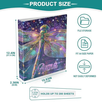 Custom Holographic 3 Ring Binder 1.5" Round Ring Binders Personalized Name View Binder with 200 Sheet for School Supplies Women Men Office, 1 Pack - color: Custom Holographic Pattern