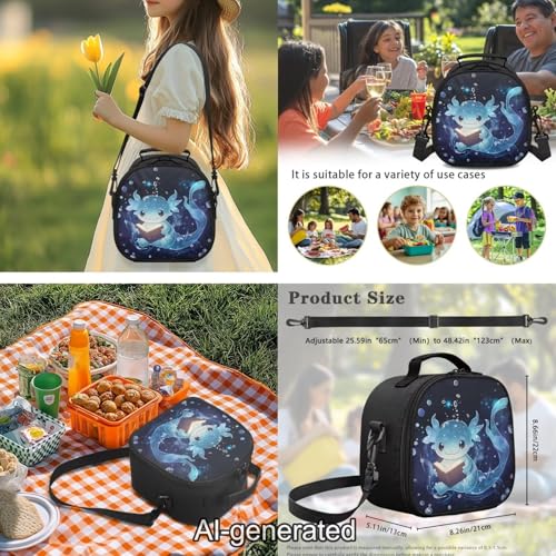 Blue Axolotl 5 Piece Kids School Backpack Set with Lunch Bag Pencil Case and Water Bottle Carrier Large Capacity Bookbag for Elementary and Middle School - color: Blue Axolotl-a
