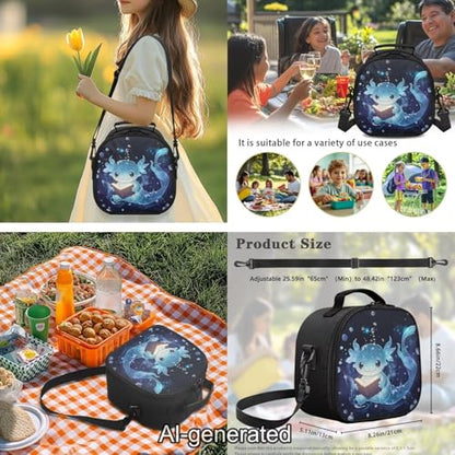 Blue Axolotl 5 Piece Kids School Backpack Set with Lunch Bag Pencil Case and Water Bottle Carrier Large Capacity Bookbag for Elementary and Middle School - color: Blue Axolotl-a