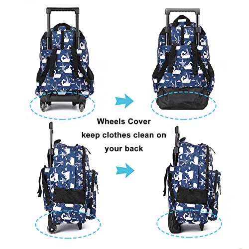 Tilami Rolling Backpack 18 inch Double Handle Wheeled Boys Girls Travel School Children Luggage Toddler Trip, Swan Blue - color: Swan Blue