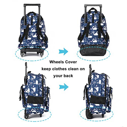 Tilami Rolling Backpack 18 inch Double Handle Wheeled Boys Girls Travel School Children Luggage Toddler Trip, Swan Blue - color: Swan Blue