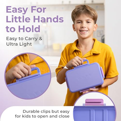ovve Bento Box for Kids & Cutlery Set – Leakproof Kids Lunch Box, Interchangeable Inserts, BPA-Free, Dishwasher Safe Lunch Containers for School, Preschool, Toddler (Purple) - color: Purple