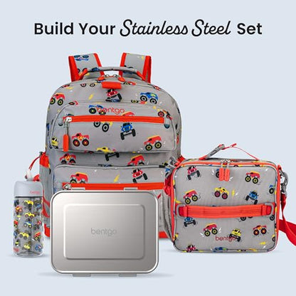 Bentgo Kids Stainless Steel Leak-Resistant Lunch Box - 3-Compartments with Bonus Silicone Container, Durable, Eco-Friendly, Dishwasher Safe, BPA-Free, Ideal for School, Ages 3+ (Silver) - color: Silver