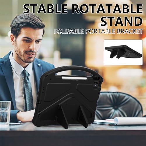 Dteck Kids Case for iPad Air 13" M2 2024, iPad Pro 12.9" (3rd/4th/5th/6th Gen) - Lightweight, Shockproof, EVA Kids-Friendly Handle Stand & Pencil Holder, Black - color: 20 Black