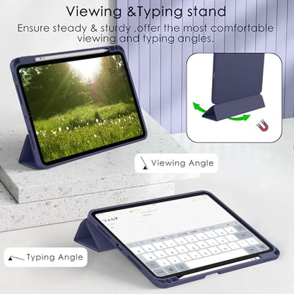 ZryXal iPad Pro 11 Inch Case (M5) 2025/ (M4) 2024 (Model: A2836/A2837/A3006), Trifold Stand Smart Cover with Pencil Holder and Soft TPU Back, Auto Wake/Sleep (Dark Blue) - color: Dark Blue