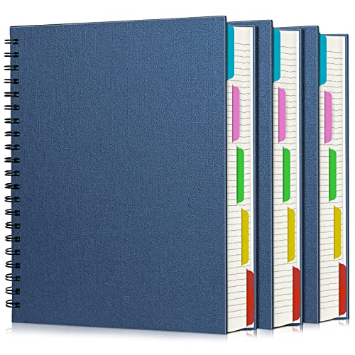EUSOAR 5 Subject Notebook College Ruled, 3pcs A4 11" x8-1/2 Spiral Writing Pad, Thick Hardcover, 100GSM 120Sheets/ 240Pages of Lined Paper, for School, Home Supplies, Office and Business, Royal Blue - color: Royal Blue, size: A4-3Pack