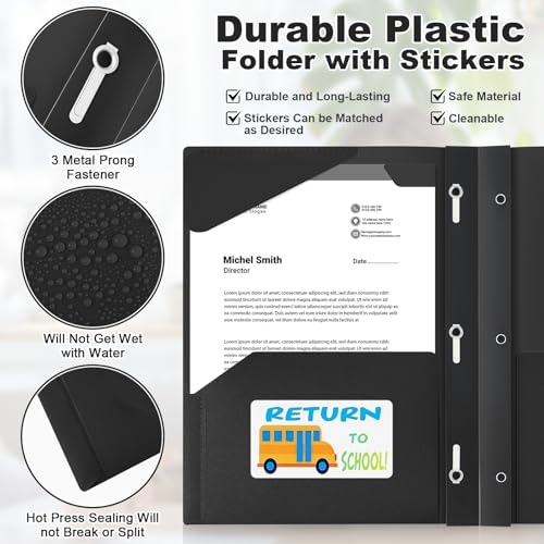 Henoyso 24 Set Take Home Folders with Clear Front Pocket, School-to-Home Communication Folder Bulk for Back to School Classroom, Heavy Duty Plastic Parent-Teacher Homework Folders (Black) - color: Black