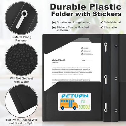Henoyso 24 Set Take Home Folders with Clear Front Pocket, School-to-Home Communication Folder Bulk for Back to School Classroom, Heavy Duty Plastic Parent-Teacher Homework Folders (Black) - color: Black