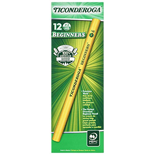 Ticonderoga Beginner Wood-Cased Pencils, #2 HB Soft, Yellow, 12 Count (X13080) (Pack of 2)