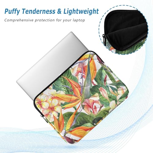Spring Laptop Sleeve Bird of Paradise Computer Carrying Case Notebook Briefcase Tablet Puffy Cover Durable Waterproof PC Bag for 13.3-14" Pro Air Max - color: Multi-007