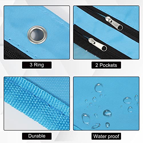 YoeeJob 2 Pack 1 Inch Expandable Zipper Pencil Pouches with Clear Window for 3 Ring Binder, Suitable for School & Office(Sky Blue) - color: Sky Blue