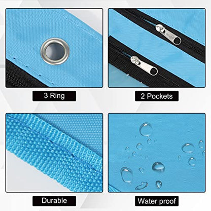YoeeJob 2 Pack 1 Inch Expandable Zipper Pencil Pouches with Clear Window for 3 Ring Binder, Suitable for School & Office(Sky Blue) - color: Sky Blue