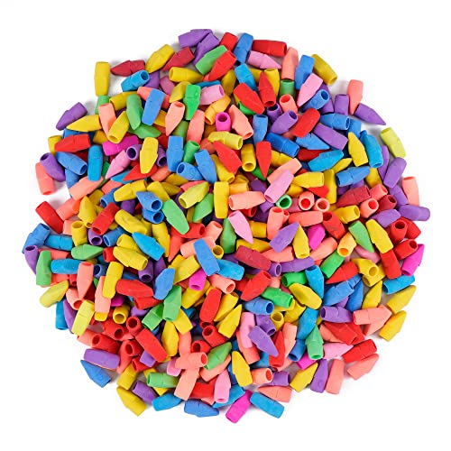 500 Pack Pencil Eraser Caps Pastel Colors Latex Free Pencil Pencil Eraser Toppers Arrowhead Caps Erasers for School Supplies,Deep Color - color: Deep Colour