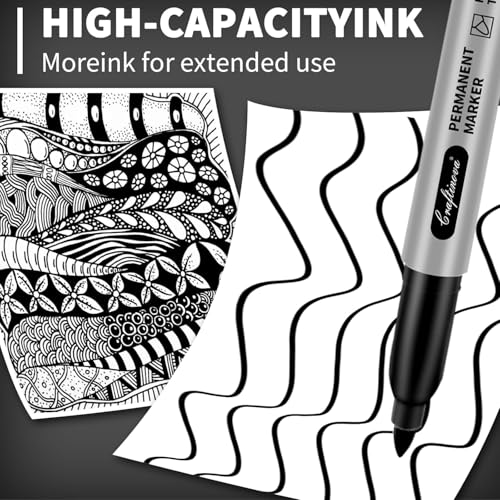 Black Permanent Markers Bulk Fine Point, Fine Tip Markers Set, Quick Drying and Fade Resistant, Works on Wood, Plastic, Paper, Metal for Classroom, Office, Home, 100 Count - size: 1 Count (Pack of 100)