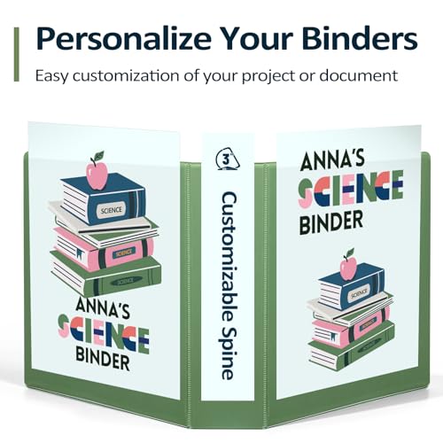 Sooez 3 Ring Binder 3 Inch, Large Binder with Pocket, Olive Green, 8.5"x11" | Holds 670-Sheet of Letter Paper, Extra Durable, PVC-Free, Clear View Cover, Interior Pockets, Eco-Friendly, School, Office - color: Olive Green, size: 3 inch