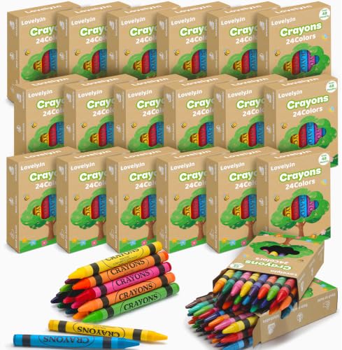 24 Pack Crayons 24 Count Crayons Bulk Individual Packs for Arts and Crafts | Each Crayon Box with 24 Colors for Kids Back to School Supplies Essentials for Teachers, Classroom Must Haves Party Favors