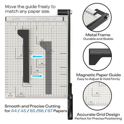Optomni Paper Cutter, 12-Inch Heavy Duty Guillotine Paper Cutter with 15 Sheet Capacity, Ideal Paper Trimmer for Classroom, Cardstock, Art Projects, and Office Use (Magnetic Paper Guide)