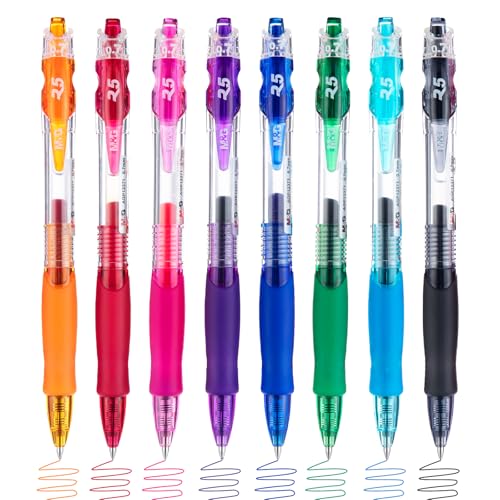 M&G 8 Pcs Multicolor Gel Pens, 0.7mm Colored Retractable Pens Medium Point, Quick Dry Gel Ink Pens Bulk Smooth Writing with Soft Anti-Slip Grip for Journaling Office Supplies School Women Men