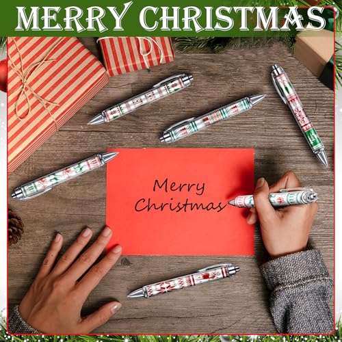 Epakh 24 Pcs Christmas Candy Cane Scented Pens Bulk with Peppermint Candy Scented Ink Ugly Sweater Ballpoint Pens Christmas Party Gifts Stocking Stuffers Holiday Classroom Gifts Stationery Supplies