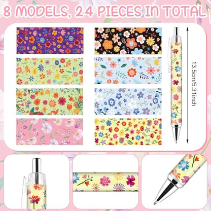 48 PCS Floral Pens Flower Ballpoint Pens Flower Notepads Set Back to School Gift Employee Gifts School Office Supplie, Wedding Favors, Floral Design, Bridal Shower Office Home Party Present Giving
