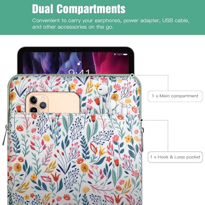 TiMOVO 9-11" Tablet Sleeve Bag, Flowers | Fit iPad 11" A16 2025 / 10.9"/10.2" / Air 11" 5/4 Gen / Galaxy Tab A9+/A11Plus 11", Fit Smart Keyboard - color: Aa-Flowers, size: 9-11 Inch
