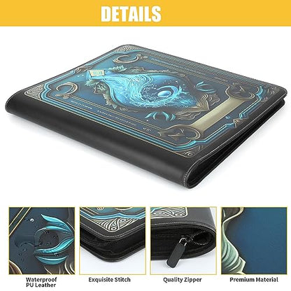 Toploader Binder,Toploader Hard Cases, 9-Pocket Pages Sleeves Hold up 288 Cards.Toploader Card Binder with Sleeves for “3×4” rigid，Card Holder(cyan) - color: cyan, size: 9 Pocket 288 Toploader