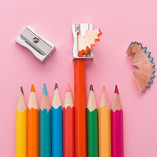 Frienda 48 Pack Metal Pencil Sharpeners Handheld Metal Mini Sharpeners Manual Pencil Sharpeners with Single Hole Aluminum Alloy Sharpener for Standard Size(Silver)
