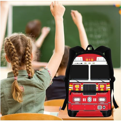 BIGCARJOB Boys School Bags Set 3 Pcs Cute Ambulance Print Backpack Set with Lunch Box Pencil Holder for Teens Kids Rucksack Cartoon Ambulance School Bookbags Set - color: B Cute Ambulance, size: One Size