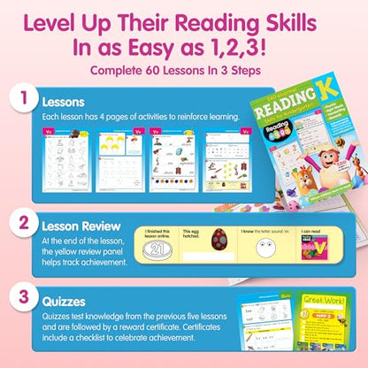 Kindergarten Reading Workbook Ages 4–6: 240 Essential Reading Lessons – Phonics, Sight Words, Handwriting, Reading Practice & Comprehension, Yearly Planner, 278 Full-Color Pages – Reading Eggs