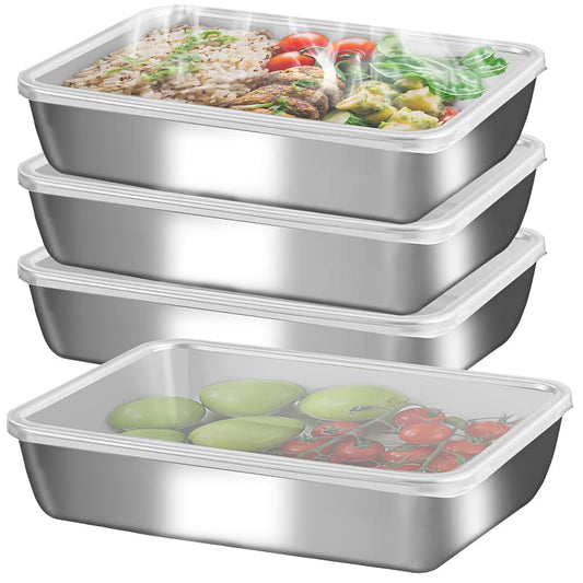 GIUOIDUO Stainless Steel Lunch Box 6-Pack,Stackable Snack Storage Boxes, Lid Food Container, Reusable Food Storage Container for Travel and Work, Dishwasher Safe, Freezer Safe - color: 6-Pack