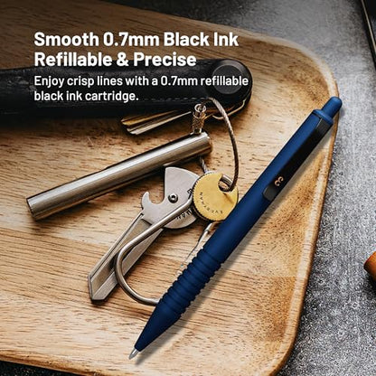 Everyman Midnight Super Matte Mini Click Pen | Compact Refillable 0.7mm Gel Pen with Premium Grip | Pocket-Size Metal EDC Pen for Travel, Office, Journaling & Everyday Writing - color: Midnight, style: Mini Click