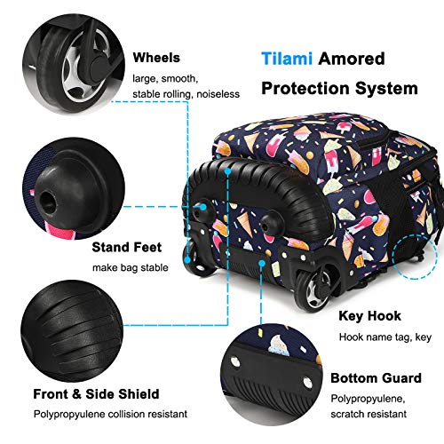 Tilami Rolling Backpack Armor Luggage School Travel Book Laptop 18 Inch Multifunction Wheeled Backpack Students - color: Summer Black