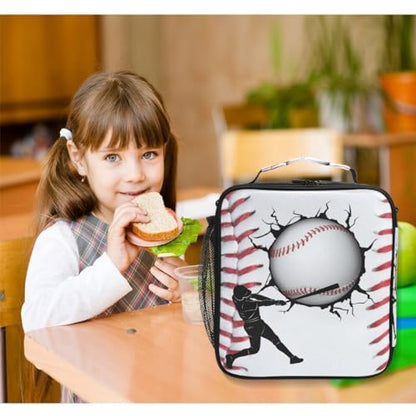 Sport Baseball Lunch Box for Kids Boys Girls, Cooler Insulated Lunch Tote Bag with Adjustable Strap for School Daycare - color: W005