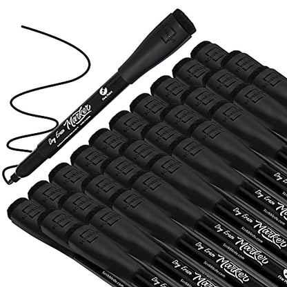 Scribbledo 36-Pack Black Fine Tip Dry Erase Markers with Eraser Cap | Low-Odor Whiteboard Markers for Office, Workplace, Medical & Professional Use