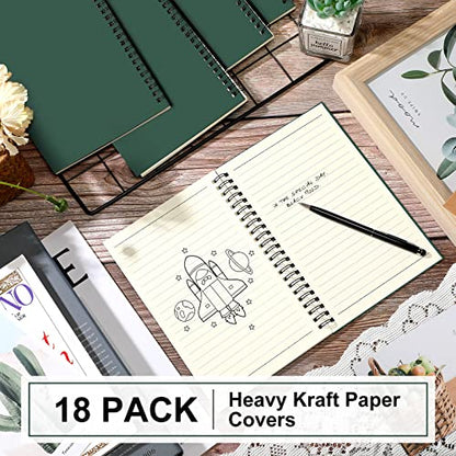 Yahenda 18 Pcs Spiral Notebooks Bulk, A5 8.3 x 5.5 Inch College Ruled Lined Notebooks, 100 Pages Soft Cover Journals for Students Classroom Office Back to School Supplies (Deep Green) - color: Dark Green