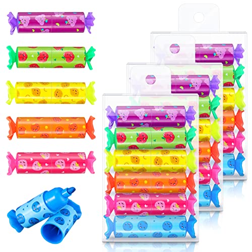Geyee 24 Pcs Back to School Mini Highlighter Candy Pastel Highlighter for Kid Student 6 Colors Cute Chisel Tip Marker Pen for Candy Party Birthday Drawing Poster Diary Card School Office Supplies