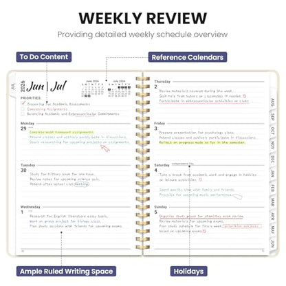 Planner 2026-2027, Academic Planner Weekly and Monthly, Jul 2026 - Jun 2027, Spiral Bound School Planning Tool with Tabs and Pocket, Perfect for Students & Teacher, 6.3" x 8.5", Folk Bloom - color: Folk Bloom, size: 6.3"x8.5" (A5)